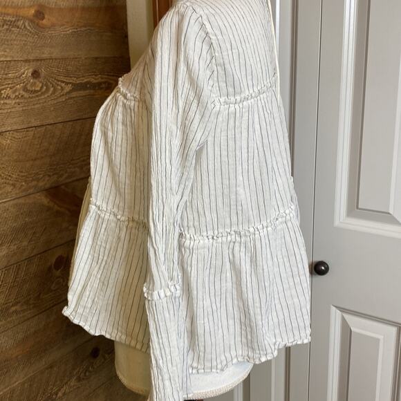 Madewell Tiered Top in Haysboro Stripe White Blue Cotton Size Small - Picture 5 of 8